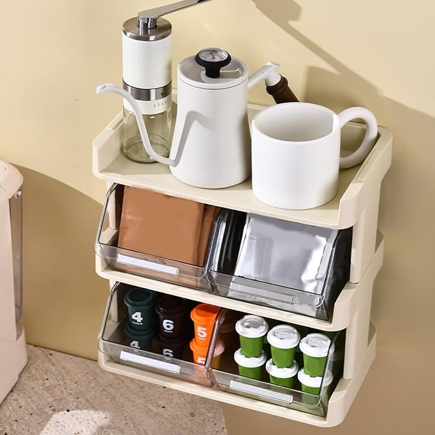 Multi Layer Desktop Rack, Coffee Capsule Organizer, Tea Bag Storage Rack, Durable Plastic Desktop Organizer, Office Desktop Organizer Multi Layer Desktop Rack, Coffee Capsule Organizer, Tea Bag Storage Rack, Durable Plastic Desktop Organizer, Office Desktop Organizer